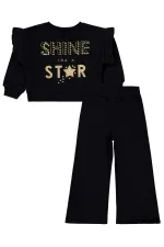 Girls Tracksuit Set 2-5 Years Old Black-Black - Package