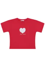 Kız Çocuk Tişört 6-9 Yaş Kırmızı - Paket