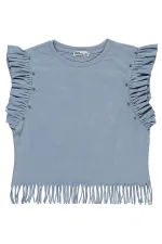 T-shirt fille, 10-13 ans, bleu - Lot