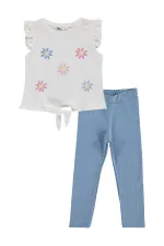 Kız Çocuk Takım 2-5 Yaş Kırık Beyaz-Açık İndigo - Paket