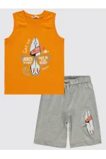 Erkek Çocuk Pijama Takımı 6-9 Yaş Açık Oranj - Paket