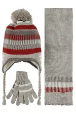 Erkek Çocuk Atkı Bere Eldiven Setleri 10-13 Yaş Kiremit - Paket