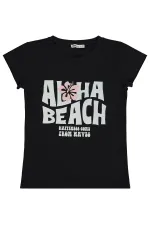 T-shirt noir pour fille Km 10-13 ans - Emballage