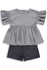 Kız Çocuk Takım 6-9 Yaş Gri - Paket