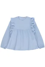 T-shirt fille, 10-13 ans, bleu ciel - Lot