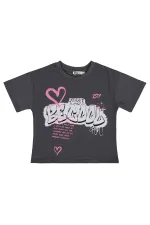 Kız Çocuk Tişört 2-5 Yaş Antrasit - Paket