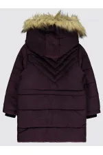 Manteau pour fille de 6 à 9 ans, couleur prune - Emballage