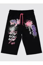 Kız Çocuk Kapri 6-9 Yaş Siyah - Paket