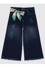 Pantalon bleu foncé pour fille de 10 à 13 ans - Emballage