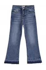 Girls' Denim Trousers, Ages 10-13, Light Blue - Pack