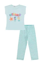 Kız Çocuk Pijama Takımı 6-9 Yaş Açık Mint - Paket