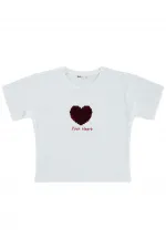 T-shirt fille, 6-9 ans, blanc cassé - Emballage