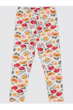 Kız Çocuk Tayt 6-9 Yaş Ekru - Paket