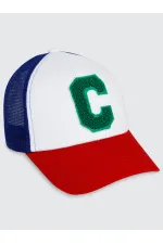 Erkek Çocuk Şapka Bere 6-9 Yaş Mavi-Beyaz - Paket