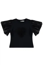 Lot de t-shirts noirs pour filles, 6-9 ans