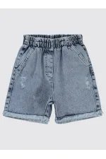 Kız Çocuk Şort 6-9 Yaş Mavi - Paket