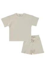 Erkek Çocuk Takım 2-5 Yaş Taş Rengi - Paket