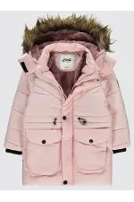 Kız Çocuk Mont 6-9 Yaş Pudra - Paket
