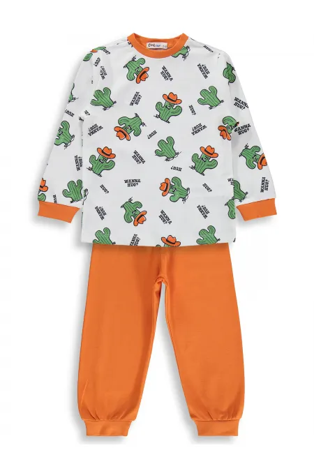 Erkek Çocuk Pijama Takımı 2-5 Yaş Turuncu - Paket
