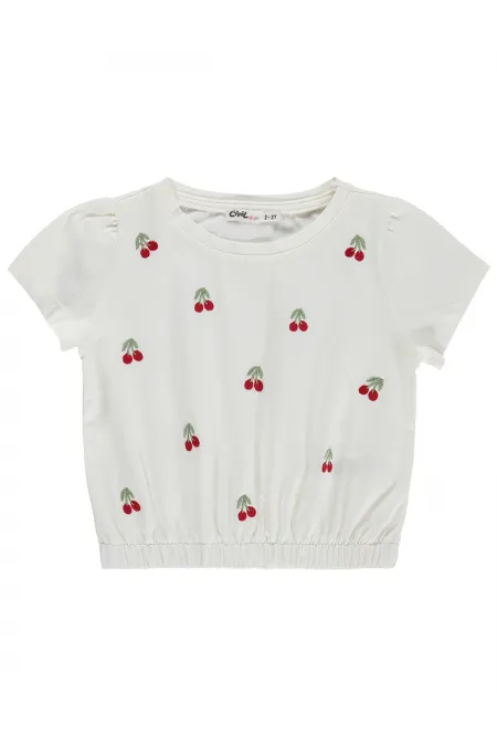 Kız Çocuk Tişört 2-5 Yaş Ekru - Paket