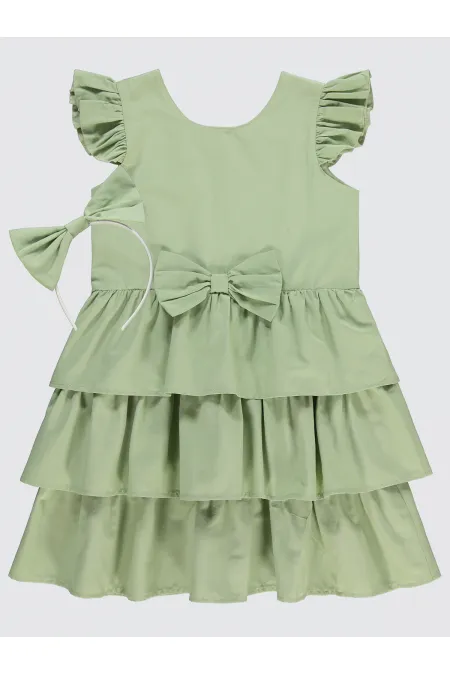 Ensemble gilet et robe pour fille de 6 à 9 ans, vert amande - Emballage