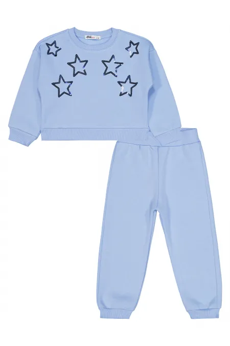 Ensemble de survêtement pour filles de 2 à 5 ans, bleu clair - Emballage
