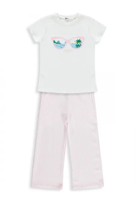 Kız Çocuk Takım 6-9 Yaş Kırık Beyaz-Pembe - Paket