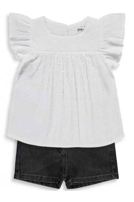 Kız Çocuk Takım 2-5 Yaş Beyaz-Gri - Paket