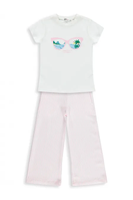 Kız Çocuk Takım 2-5 Yaş Kırık Beyaz-Pembe - Paket