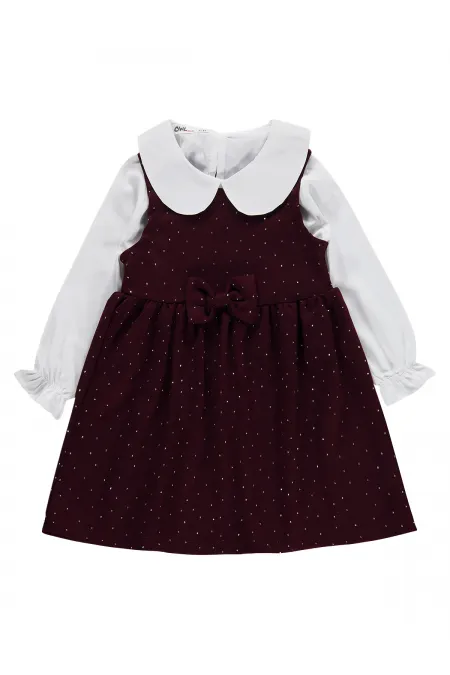 Ensemble combinaison et robe pour fille, 2-5 ans, bordeaux - Emballage