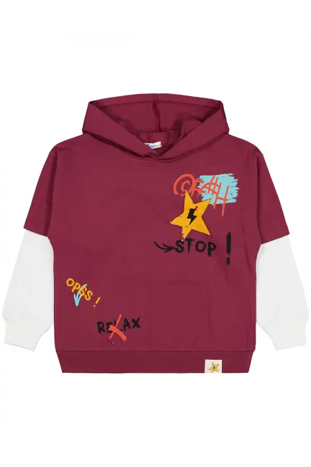 Erkek Çocuk Sweatshirt 6-9 Yaş Bordo - Paket