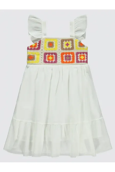 Ensemble gilet et robe pour fille de 6 à 9 ans, couleur écru - Pack