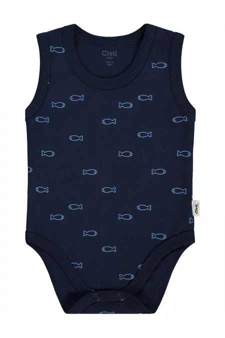 Bebek Çıtçıtlı Badi 0-24 Ay Lacivert - Paket