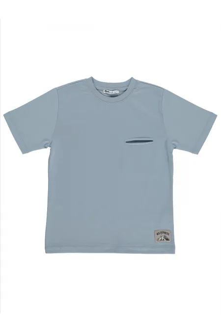 T-shirt garçon, 10-13 ans, bleu indigo doux - Lot