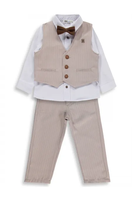 Erkek Çocuk Takım 2-5 Yaş Bej - Paket