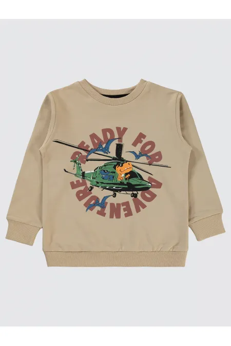 Erkek Çocuk Sweatshirt 2-5 Yaş Taş Rengi - Paket