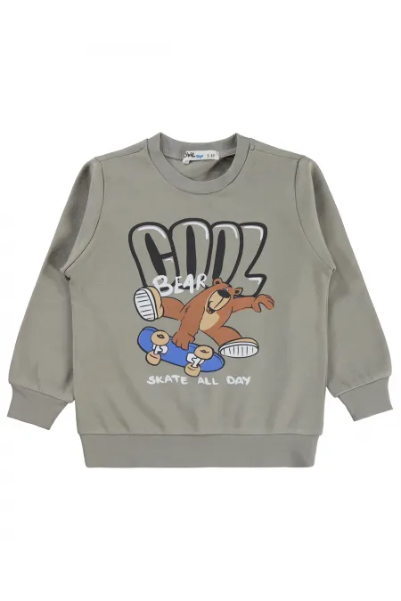 Erkek Çocuk Sweatshirt Km 2-5 Yaş Açık Gri - Paket