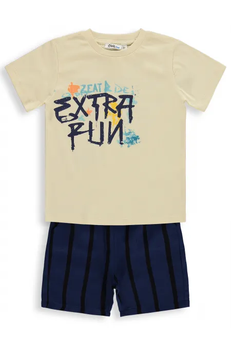 Erkek Çocuk Takım 2-5 Yaş Ekru-Lacivert - Paket