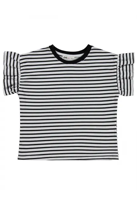 T-shirt fille, 10-13 ans, noir - Lot