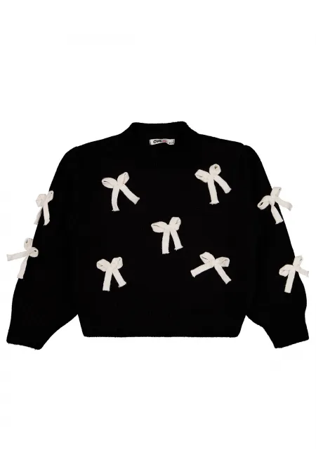 Kız Çocuk Kazak 6-9 Yaş Siyah - Paket