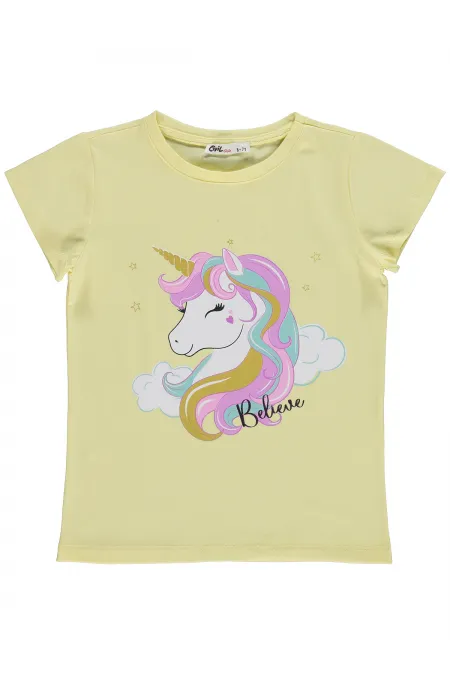 Kız Çocuk Tişört Km 6-9 Yaş Sarı - Paket