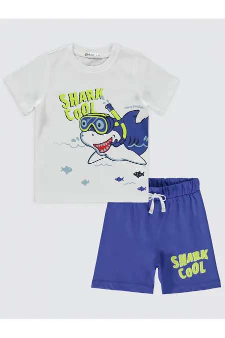 Erkek Çocuk Pijama Takımı 2-5 Yaş Beyaz - Paket