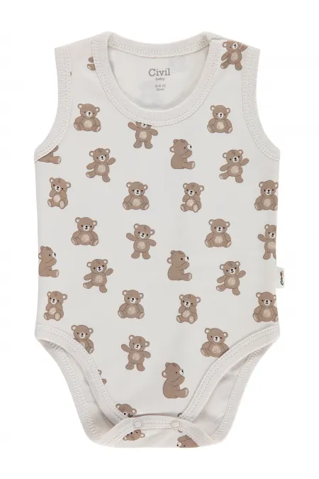 Bebek Çıtçıtlı Badi 0-24 Ay Taş Rengi - Paket