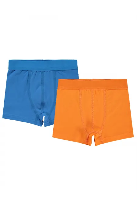 Erkek Çocuk Boxer 2-9 Yaş Saks-Turuncu - Paket