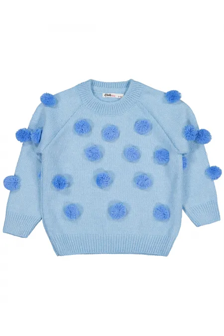 Kız Çocuk Kazak 2-5 Yaş Mavi - Paket