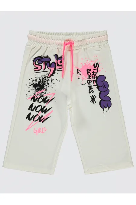 Kız Çocuk Kapri 6-9 Yaş Ekru - Paket