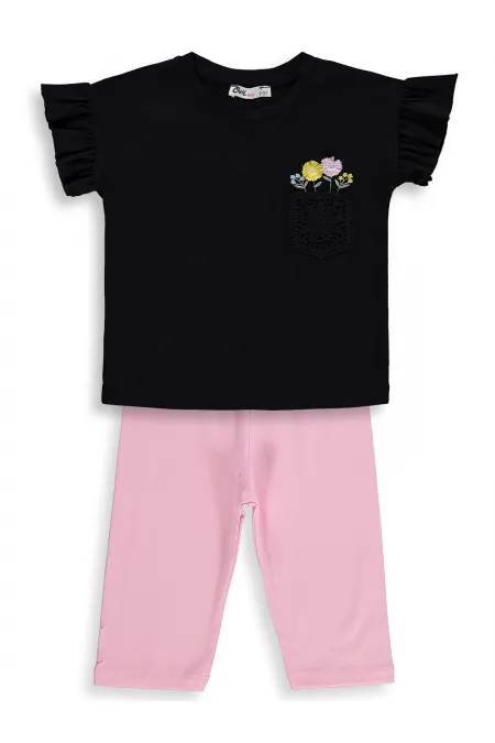 Kız Çocuk Takım 2-5 Yaş Siyah-Pembe - Paket