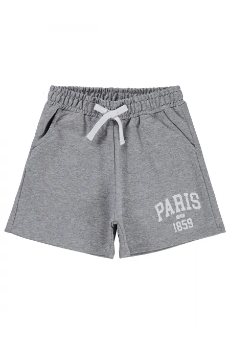 Short pour fille, 6-9 ans, gris chiné - Lot