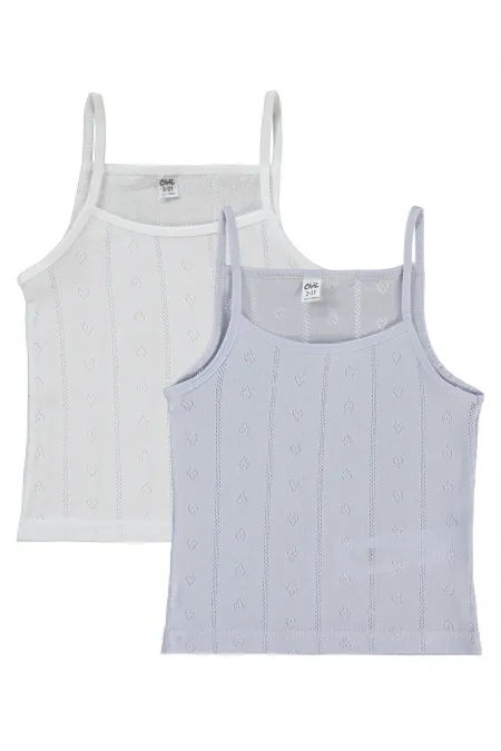 Kız Çocuk Atlet 2-9 Yaş Beyaz-Lila - Paket