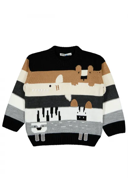 Pull garçon 2-5 ans, anthracite chiné - Emballage